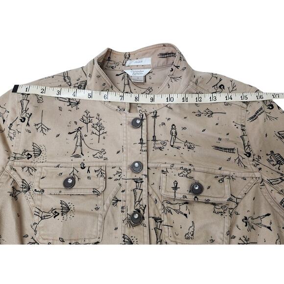 Christopher & Banks Tan Stretch Dog Print Jacket Women's Size Small 2007 - Picture 3 of 13